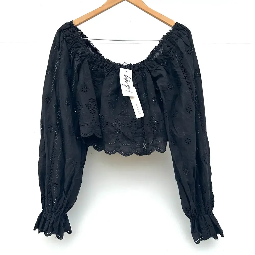 New Anthropologie Mable The Label Black Romantic Lace Blouse Boho Top Small